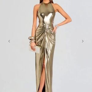 Retrofete Metallic Gold Maxi Dress